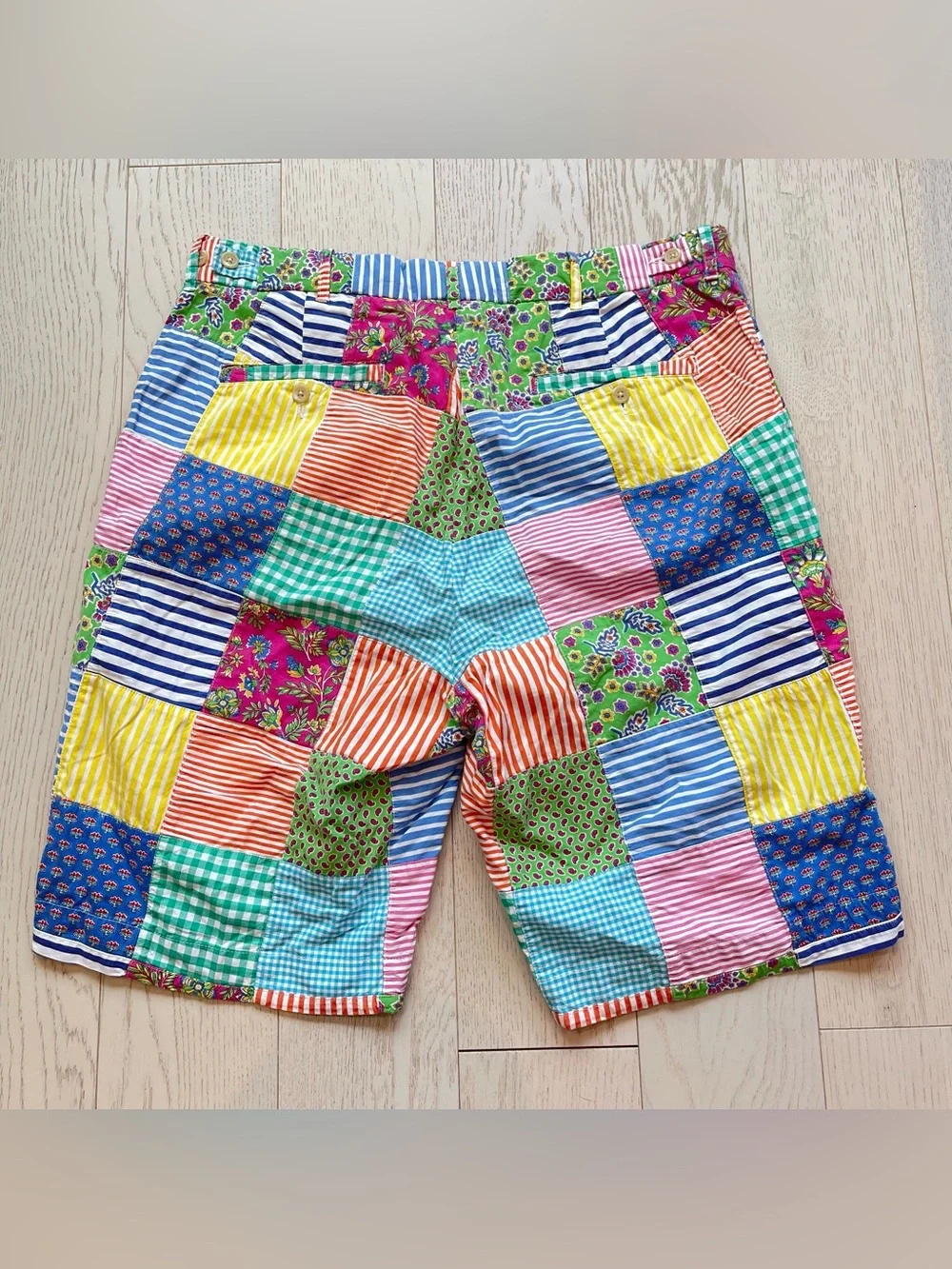 Polo Ralph Lauren Vintage Y2K patchwork colorblock colorful Cotton Shorts 35